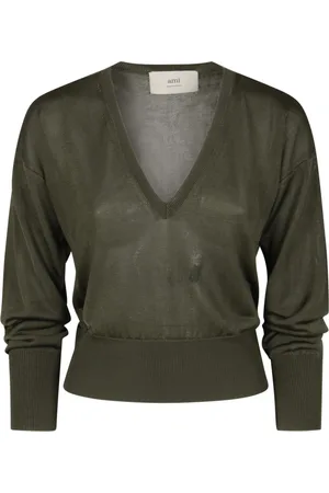 Ami Strik, Dame, Grøn, S, V Neck Sweater Must Buy
