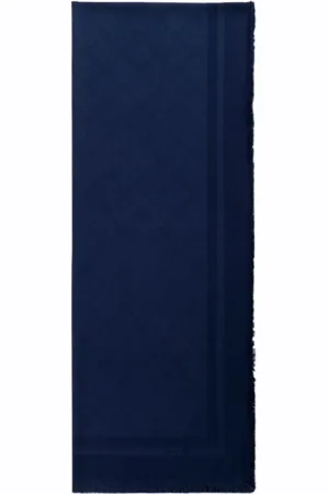 Elisabetta Franchi Tilbehør, Dame, Blå, ONE SIZE, Polyester, Diamant Jacquard Pashmina Tørklæde