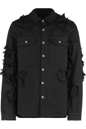 Rick Owens Skjorte, Herre, Sort, L, Bomuld, Slidt Bomuldsskjorte med Lommer