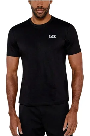 Emporio Armani Top, Herre, Sort, S, Bomuld, Ikonisk Logo T-shirt, Bomuld Blanding