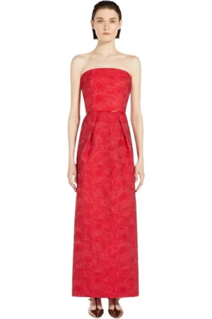 Max Mara Kjole, Dame, Rød, S, Cloqué bustier kjole i array