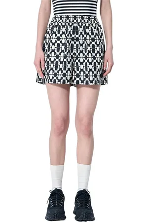 Moncler Shorts, Dame, Sort, 2XS, Bomuld, Printede shorts i skalkvæv med logo
