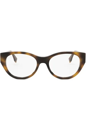 Fendi Tilbehør, unisex, Brun, ONE SIZE, Geometrisk Acetat solbriller med metallogo
