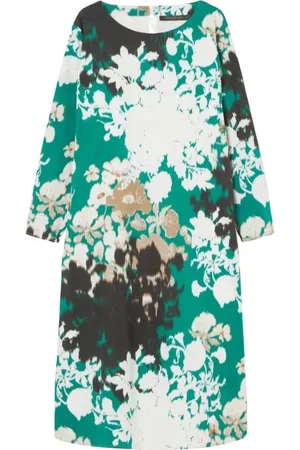 Persona by Marina Rinaldi Kjole, Dame, Flerfarvet, XL, Bomuld, Grøn Blomstret Bomuldskjole