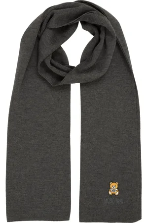 Moschino Tilbehør, Dame, Grå, ONE SIZE, Uld, Teddy Bear Uldtørklæde