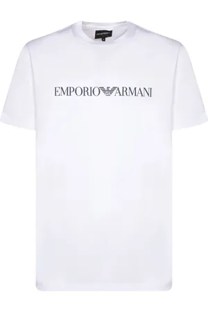 Emporio Armani Top, Herre, Hvid, XL, Bomuld, Kortærmet bomulds T-shirt