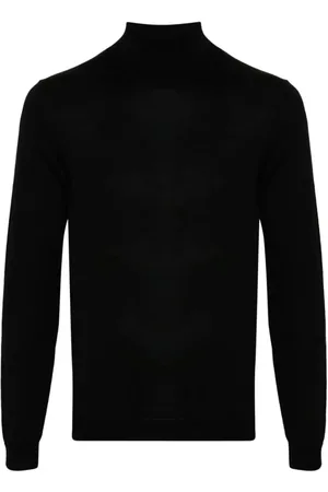 Roberto Collina Strik, Herre, Sort, 3XL, Uld, Luksuriøs Turtleneck Sweater Strik Sort