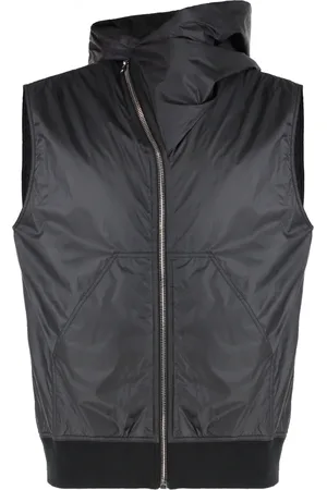 Rick Owens Jakke, Herre, Sort, S, Bomuld, Asymmetrisk lynlås hættetrøje