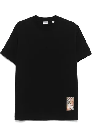 Burberry Top, Herre, Sort, S, Bomuld, Sort jersey T-shirt med ternet logo