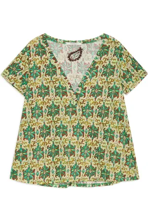 Maliparmi Top, Dame, Grøn, XL, Bomuld, Magisk Blomst T-Shirt