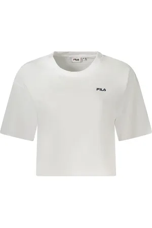 Fila Top, Dame, Hvid, XL, Bomuld, Hvid Logo Printet Cropped T-Shirt