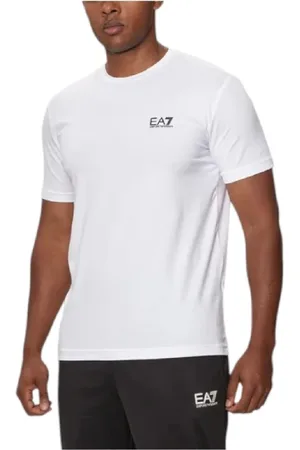 Emporio Armani Top, Herre, Hvid, XL, Bomuld, Hvid T-shirt med Rent Design