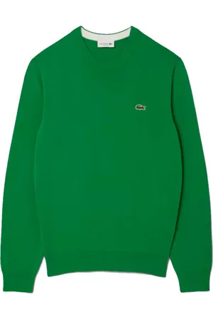 Lacoste Strik, Herre, Grøn, XL, Bomuld, Monokromatisk Bomuld Crewneck Sweater