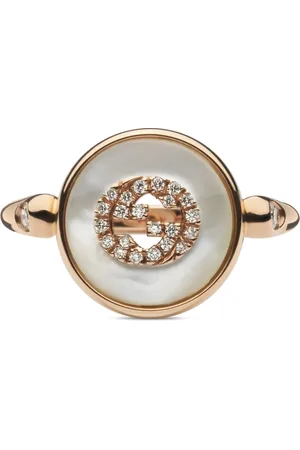 Gucci Tilbehør, Dame, Gul, 50 MM, Uld, Sammenføjelig ring i lyserødguld, mop, diamant, gg pavé