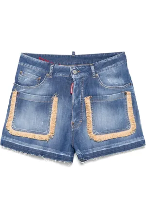 Dsquared2 Shorts, Dame, Blå, XS, Denim, Blå Knappelukning Klassisk Fem Lommer
