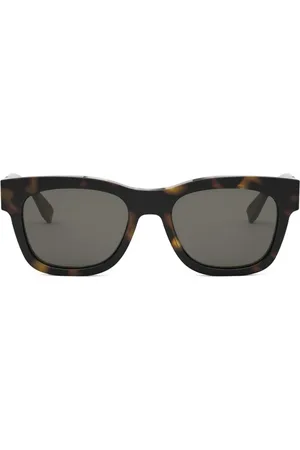 Fendi Tilbehør, unisex, Brun, ONE SIZE, Firkantede acetat solbriller med logo detaljer