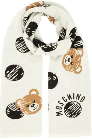 Moschino Tilbehør, Dame, Hvid, ONE SIZE, Uld, Teddy Bear Uldtørklæde