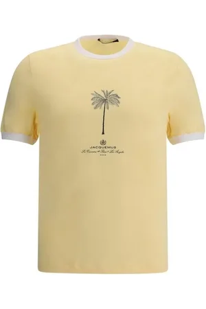 Jacquemus Top, Herre, Gul, S, Bomuld, Kontrast Ribbet Crew Neck T-Shirt