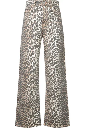Ganni Jeans, Dame, Flerfarvet, W26, Leopard Print Flared Jeans