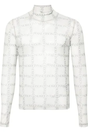 J.W.Anderson Top, Herre, Hvid, S, Uld, Mesh Logo Print Sweater