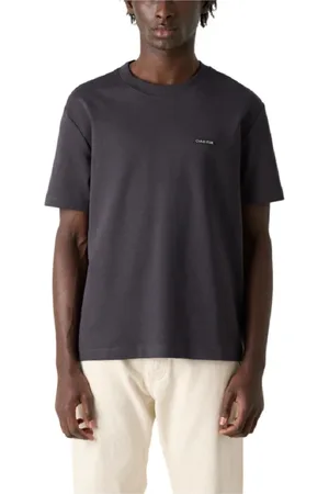 Calvin Klein Top, Herre, Grå, L, Bomuld, Basale Label Tee til Mænd