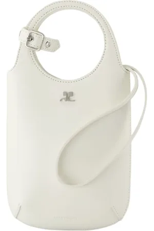 Courrèges Taske, Dame, Hvid, ONE SIZE, Læder, Hvid læderpung med crossbody-strop