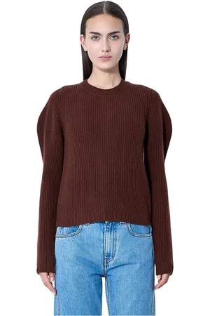 J.W.Anderson Strik, Dame, Brun, L, Uld, Puff Sleeve Uld Sweater