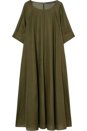 Persona by Marina Rinaldi Kjole, Dame, Grøn, 3XL, Uld, Grøn Hørkjole med Raglanærmer