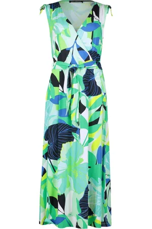 Betty Barclay Kjole, Dame, Grøn, 4XL, Uld, Blomstret Ærmeløs Jersey Kjole
