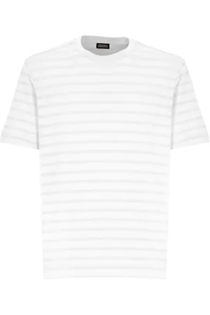 Ermenegildo Zegna Top, Herre, , L, Bomuld, Stribet Bomuld Crew Neck T-shirt