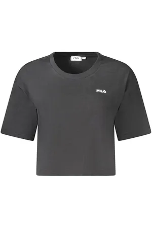 Fila Top, Dame, Sort, L, Bomuld, Sort Logo Printet Cropped T-Shirt