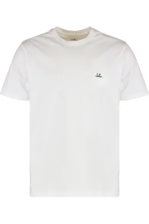 C.P. Company Top, Herre, Hvid, L, Bomuld, Ribbet krave bomuld rundhals T-shirt
