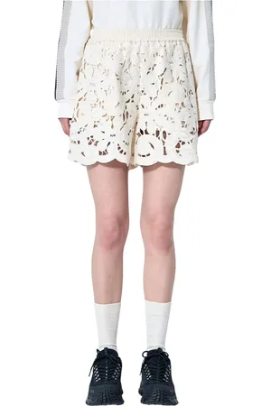 Moncler Shorts, Dame, Hvid, M, Bomuld, Anglaise Broderi Shorts