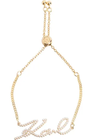 Karl Lagerfeld Tilbehør, Dame, Gul, ONE SIZE, Uld, Justerbart Logo Armbånd