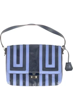 Anya Hindmarch Pre-owned, Dame, Blå, ONE SIZE, Uld, Pre-owned Laeder skuldertasker