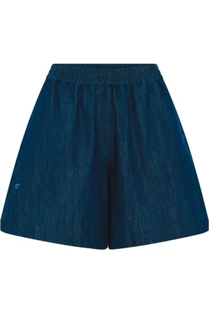 Heartmade Shorts, Dame, Blå, XL, Denim, Denim Shorts med Elastisk Talje