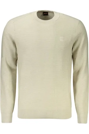 HUGO BOSS Strik, Herre, , XL, Bomuld, Luksuriøs sweater med rund hals og kontrasterende detaljer