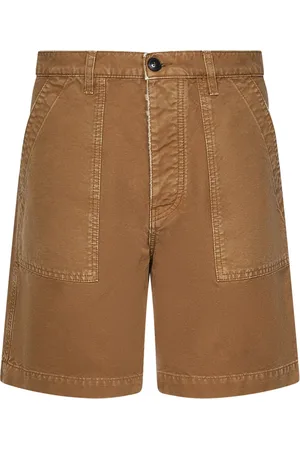 FORTELA Shorts, Herre, Brun, W31, Bomuld, Brun Bermuda Shorts med Frynsede Detaljer