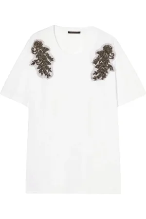 Persona by Marina Rinaldi Top, Dame, Hvid, XS, Bomuld, Glitrende T-shirt med Oversized Snit