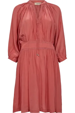 Mos Mosh Kjole, Dame, Lyserød, L, Feminin Kjole med Broderede Detaljer