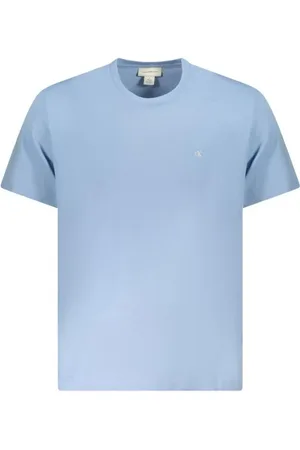 Calvin Klein Top, Herre, Blå, XL, Bomuld, Broderet Logo Crew Neck T-shirt