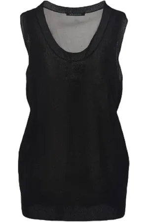 Armani Exchange Top, Dame, Blå, XS, Blå Strikærmet Top Metallic