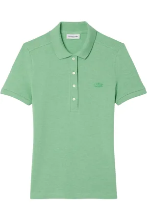 Lacoste Top, Dame, Grøn, L, Bomuld, Grøn Polo Skjorte med Perlemorsknapper