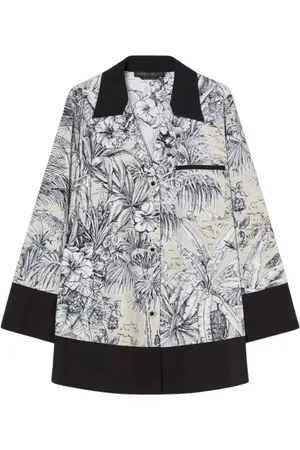 Persona by Marina Rinaldi Bluser & Skjorter, Dame, , 3XL, Bomuld, Elegant Monokrom Skjorte med Kontraster