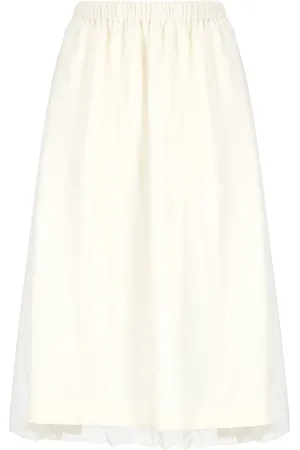 Fabiana Filippi Nederdel, Dame, , S, Linned, Ivory Linned Nederdel med Tylindsatser