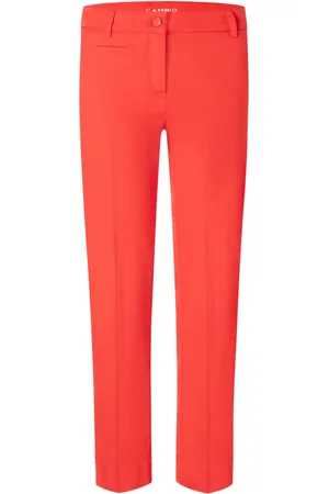 Cambio Bukser, Dame, Rød, M, Bomuld, Stella Cropped Bukser med Knap Lynlås
