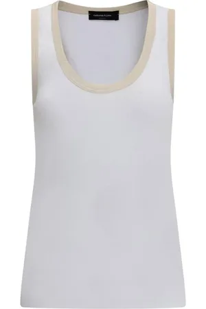 Fabiana Filippi Top, Dame, Hvid, XS, Bomuld, Ribbet bomuldstop med kontrastdetaljer