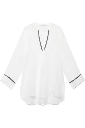 Maliparmi Bluser & Skjorter, Dame, Hvid, XL, LYS Ramie Kaftan
