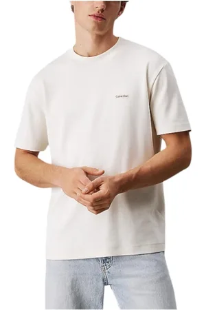Calvin Klein Top, Herre, Hvid, M, Bomuld, Minimalistisk Label T-shirt