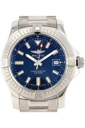Breitling Pre-owned Pre-owned, Herre, Blå, ONE SIZE, Pre-owned Rustfrit stal watches